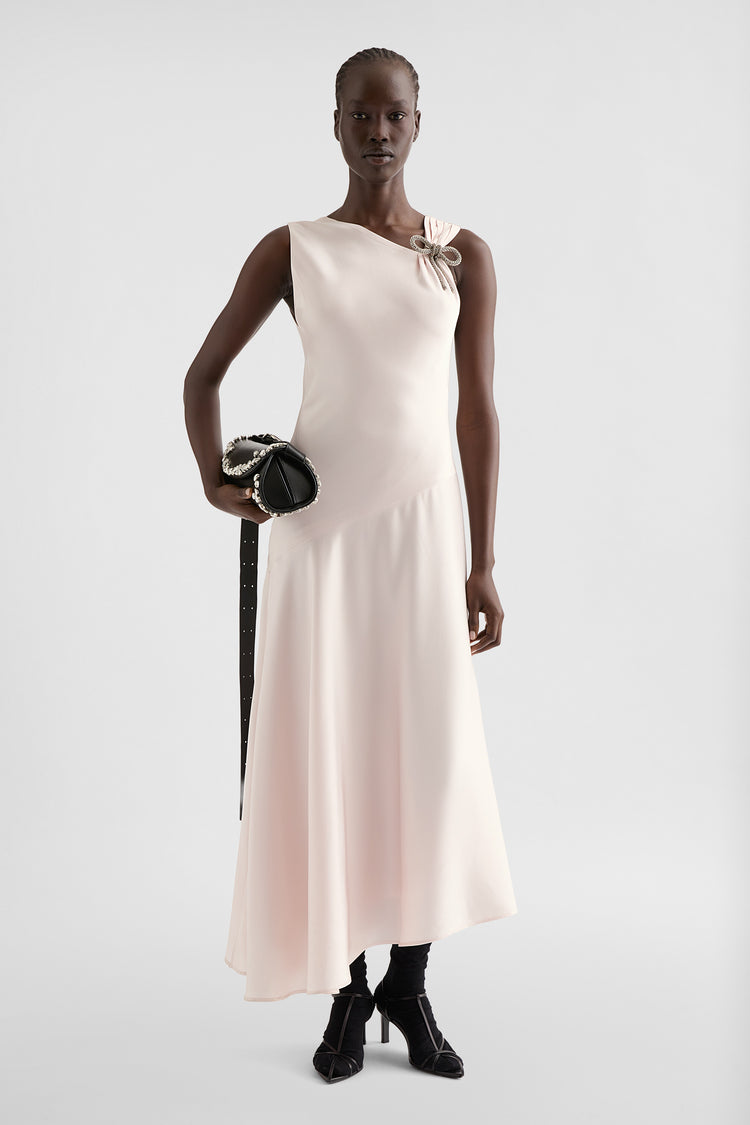 jil sander evening dresses Jil Sander Jewel Bow Flared Evening Dress | Pink