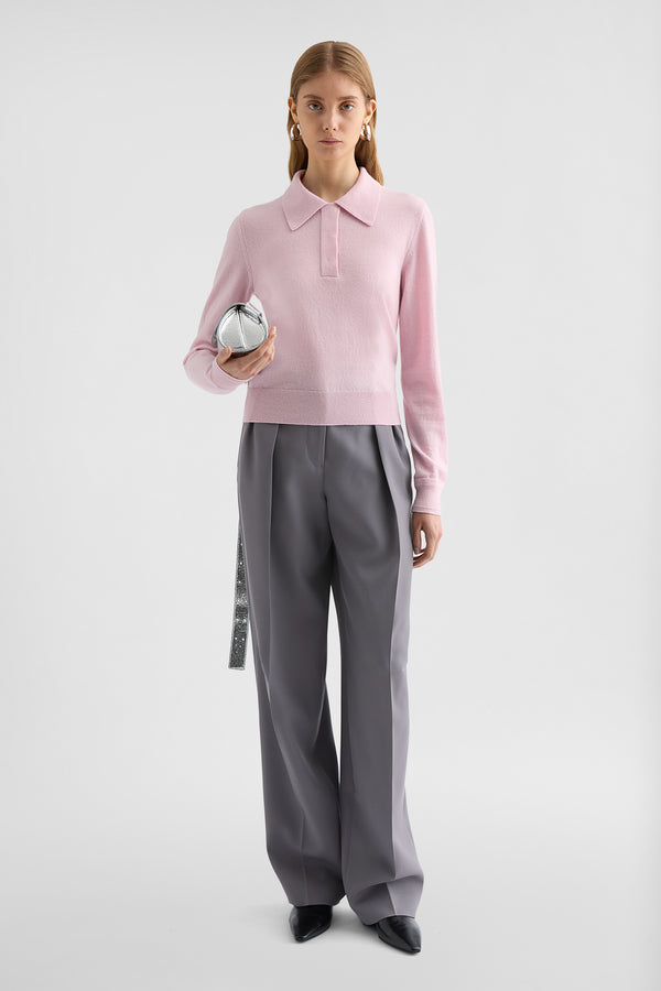 jil sander lightweight wool polo sweater for women