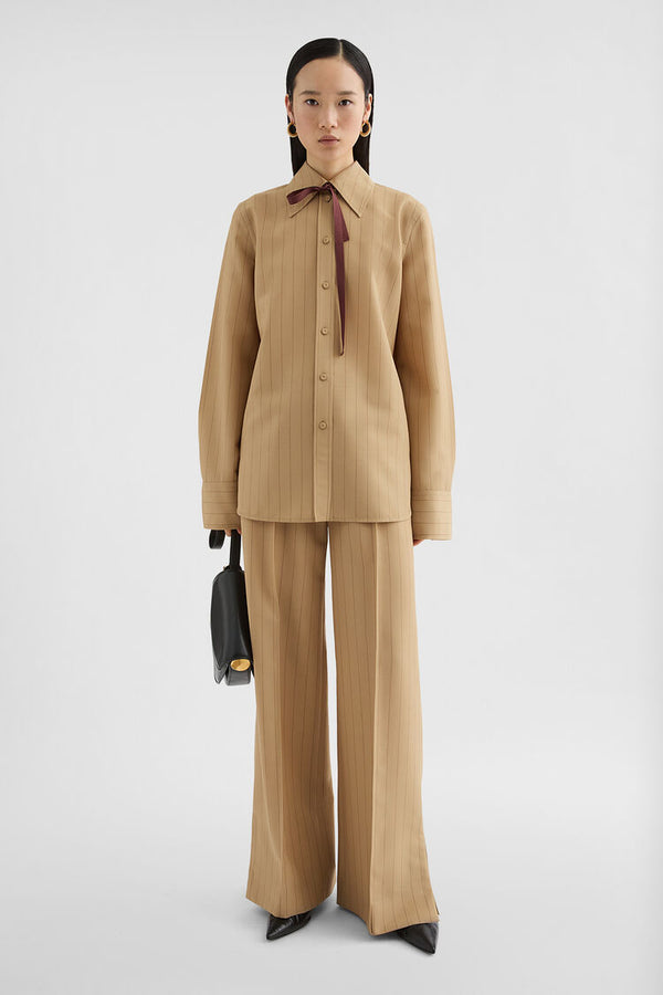 Wool Blend Pinstripe Trousers