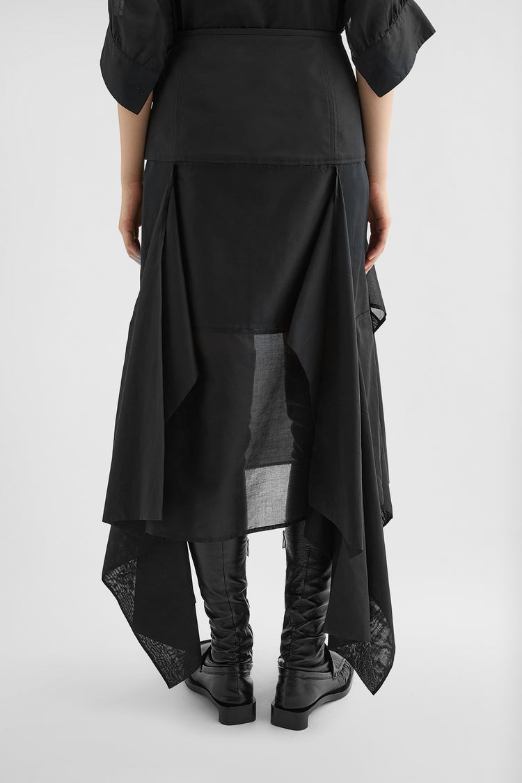 jil sander cotton muslin panelled skirt for women