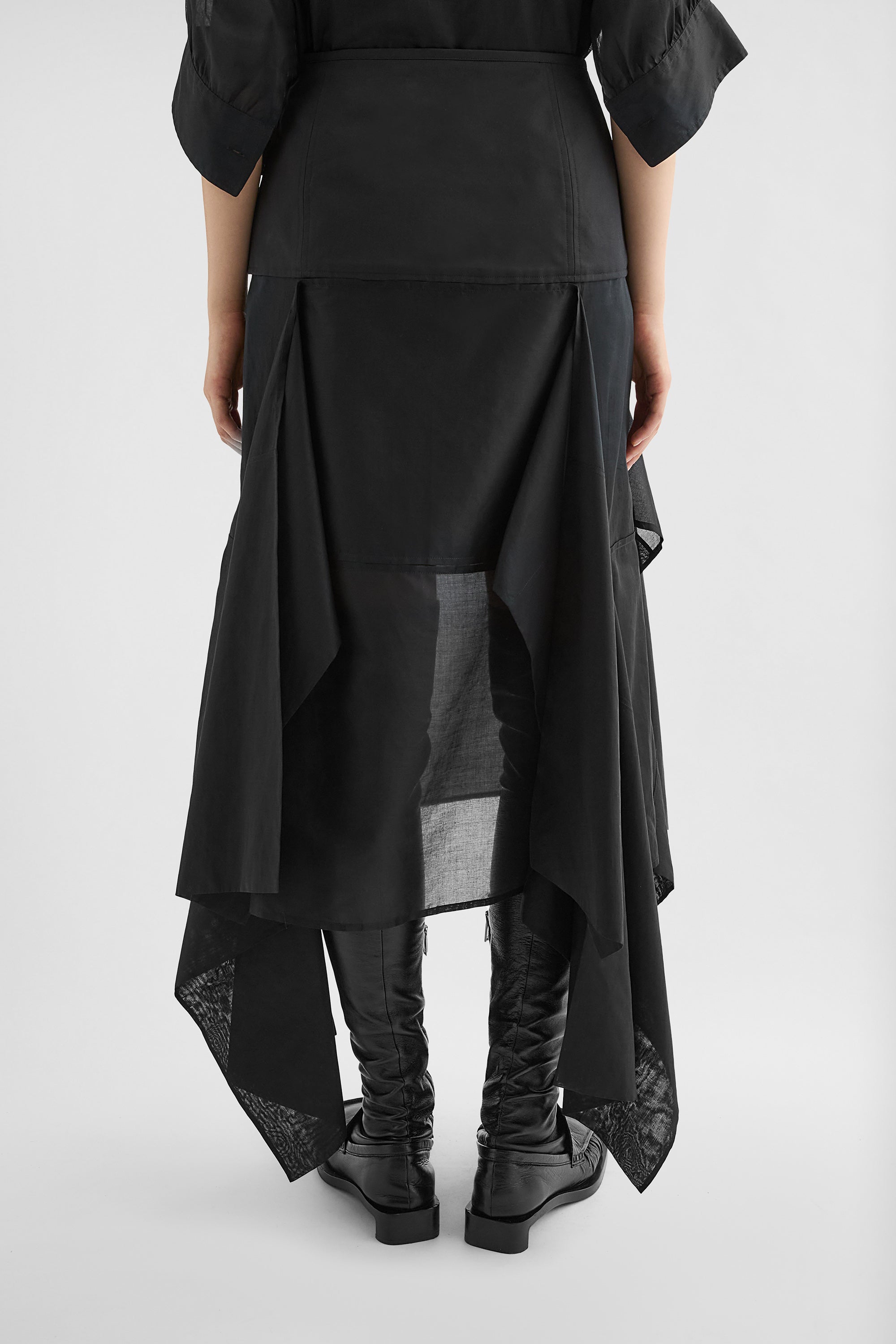 jil sander cotton muslin panelled skirt for women