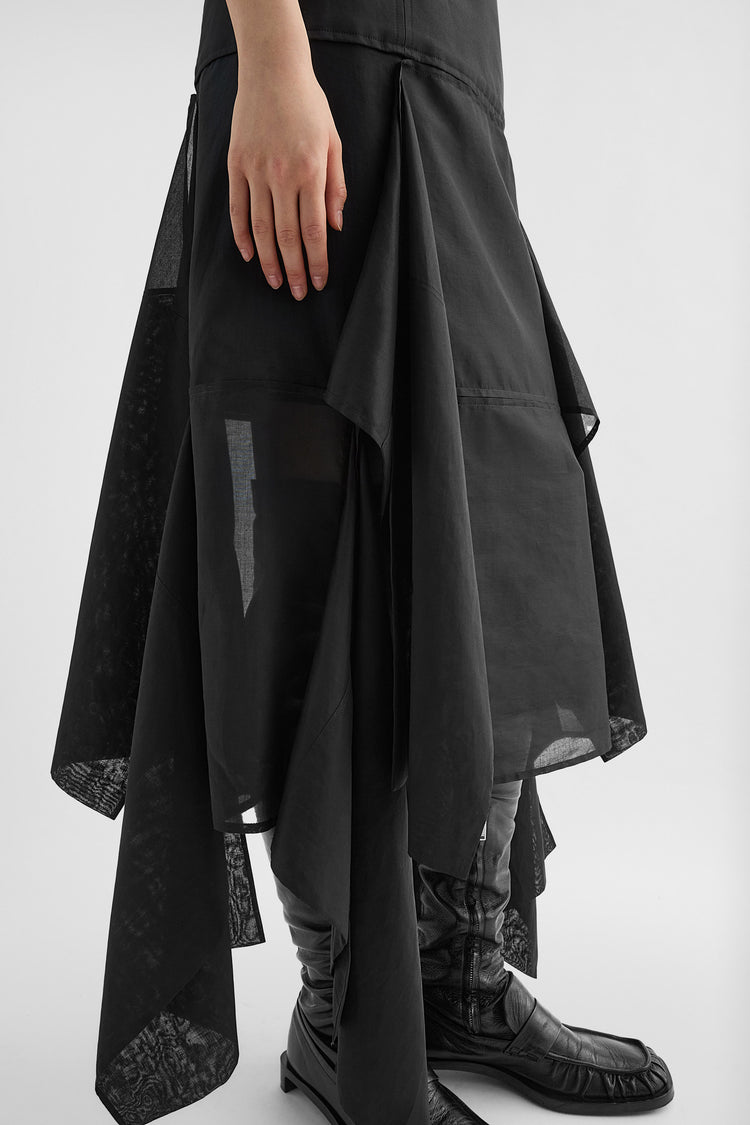 jil sander cotton muslin panelled skirt for women