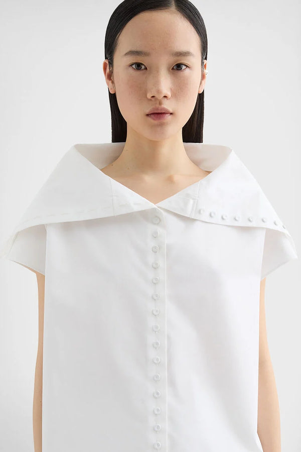 jil sander cotton poplin caped top for women