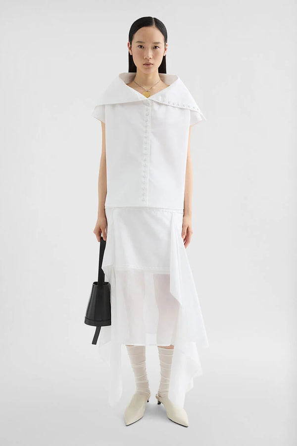 Cotton Poplin Caped Top