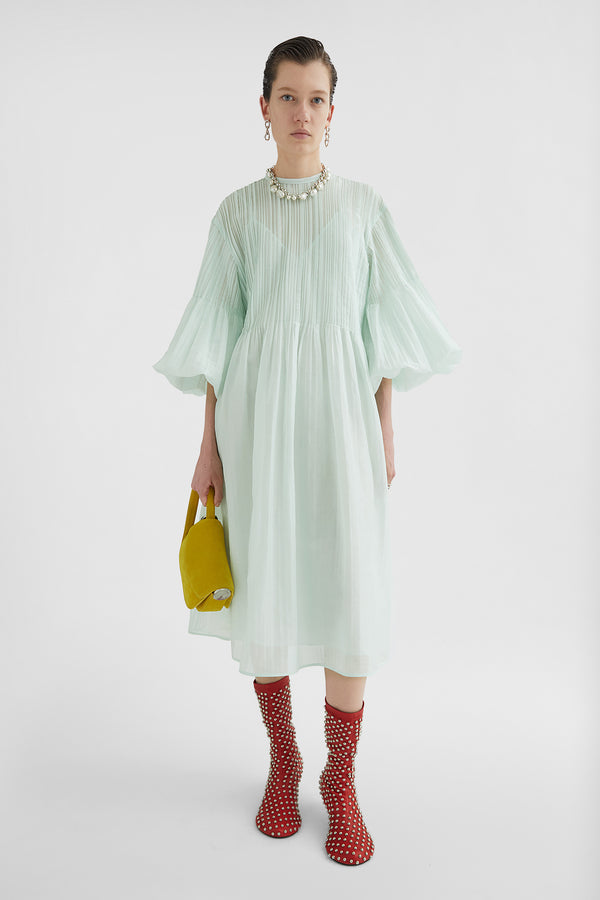 jil sander cotton muslin pleated dress for women