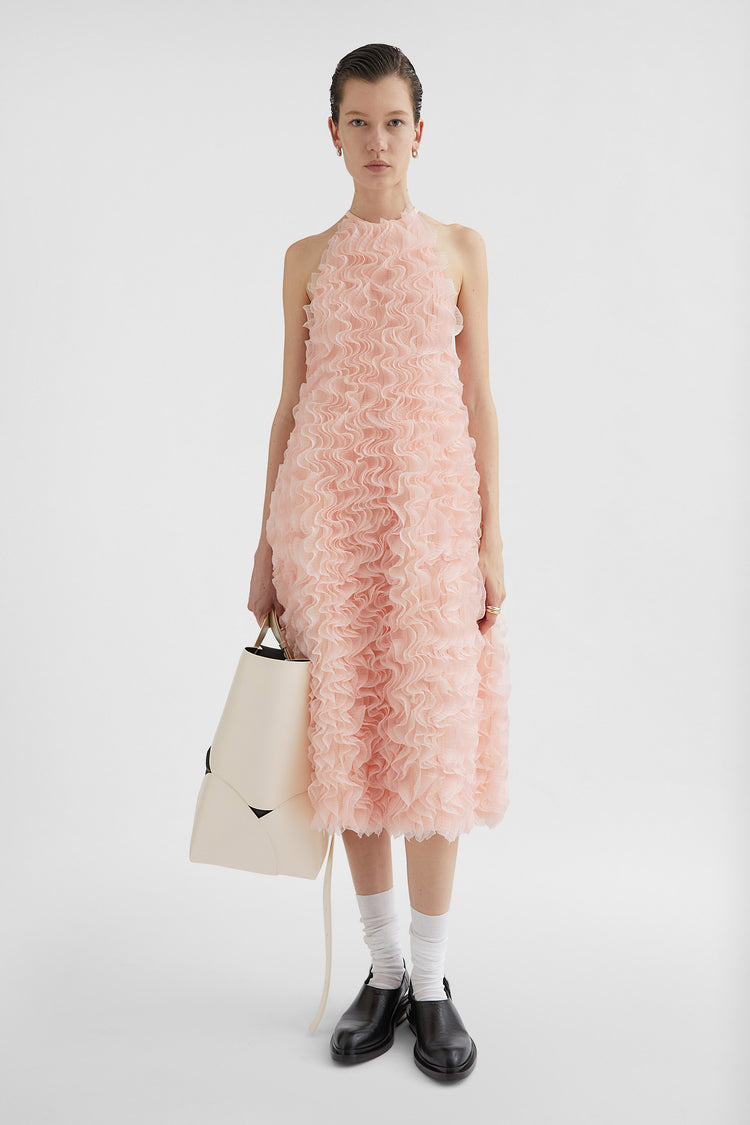 Silk Blend Ruffle Dress