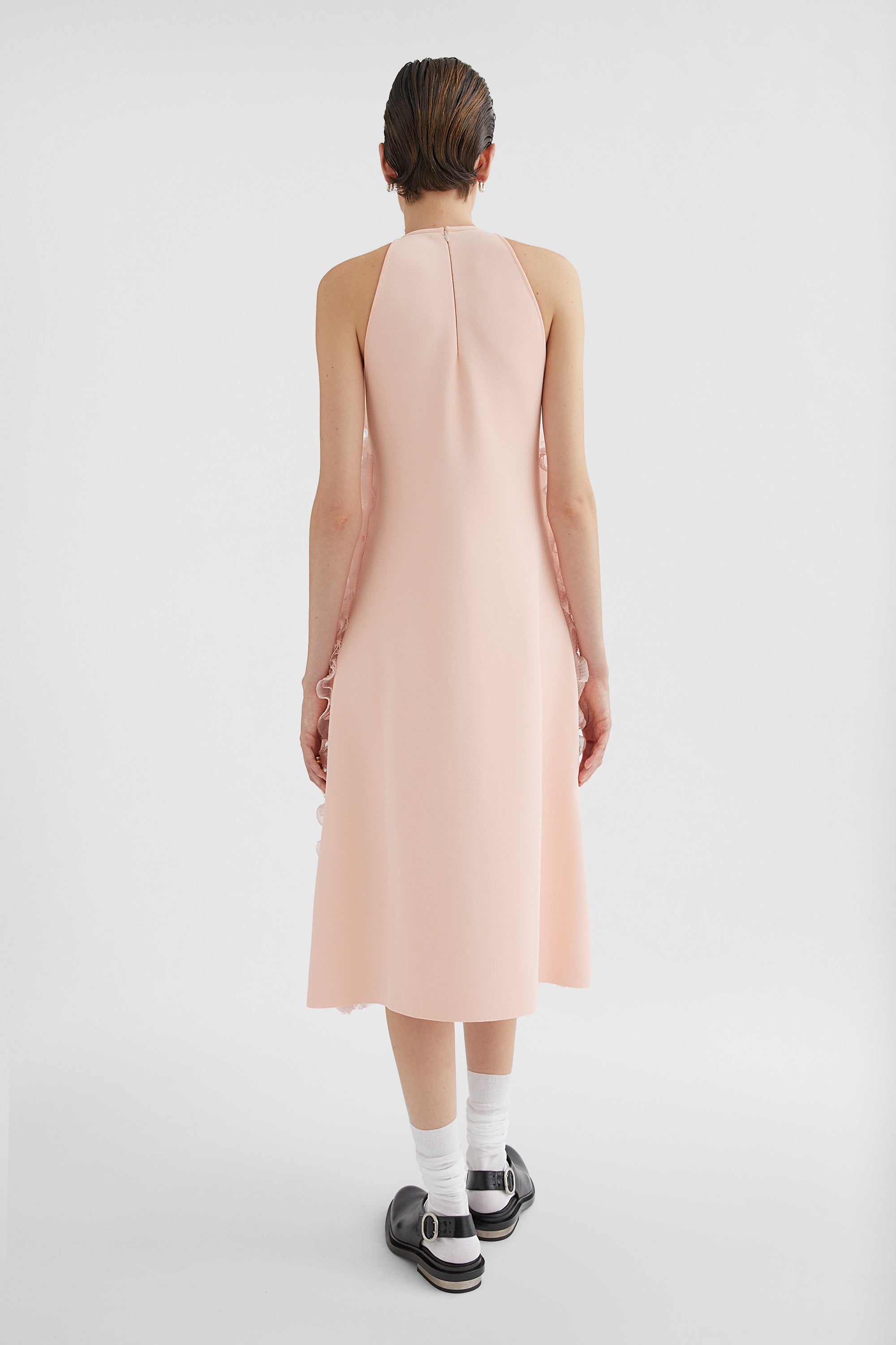 Silk Blend Ruffle Dress