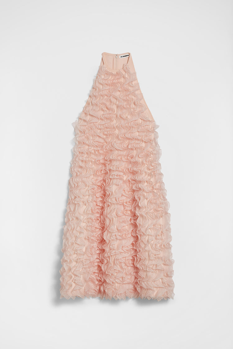 Silk Blend Ruffle Dress