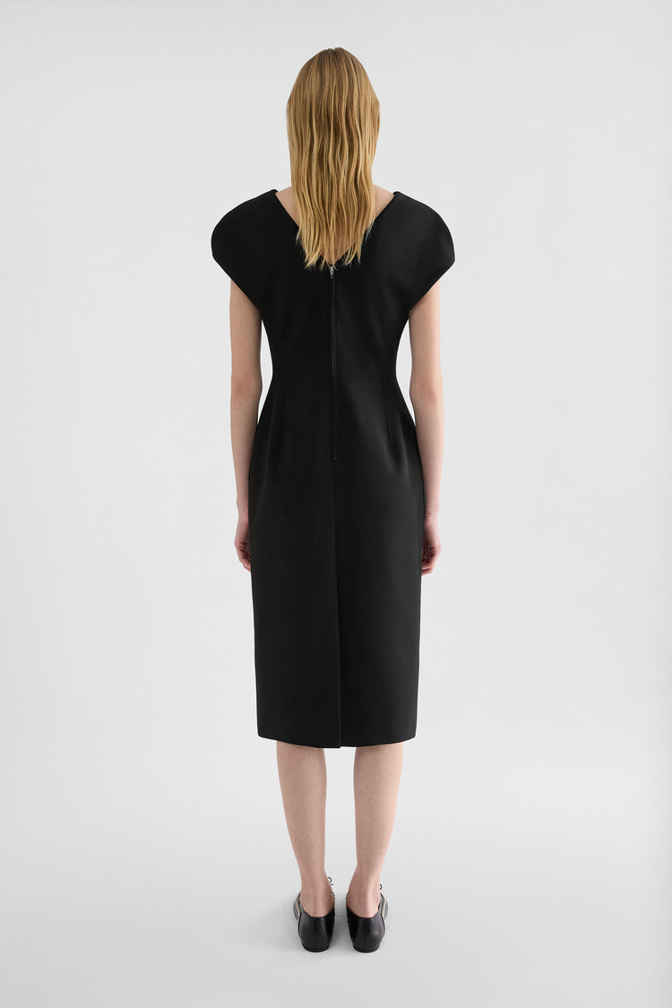 jil sander wool sablé v-neck dress for women