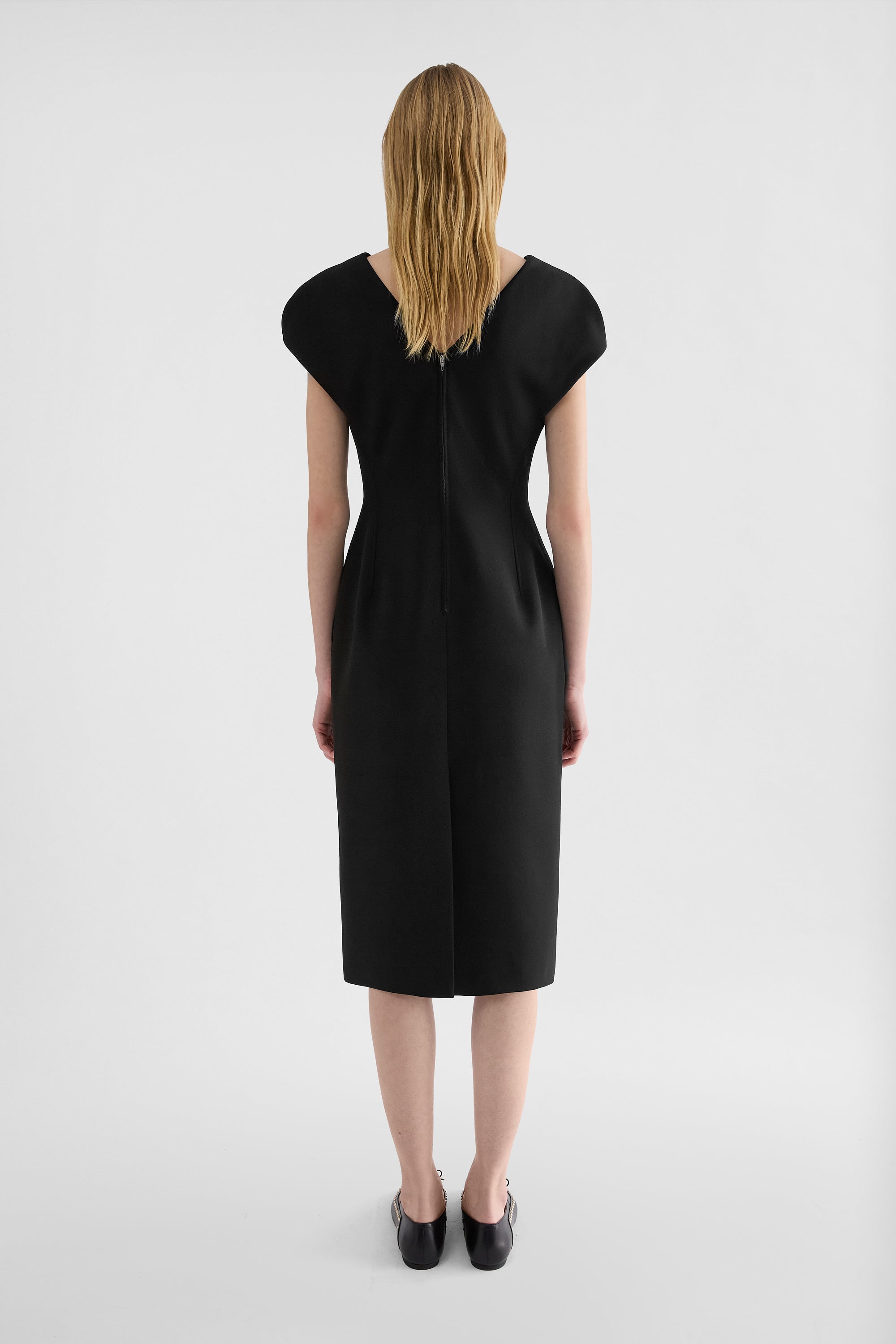 jil sander wool sablé v-neck dress for women