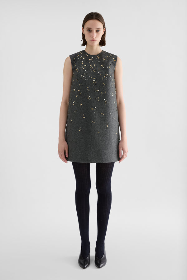 jil sander melange wool embroidered dress for women