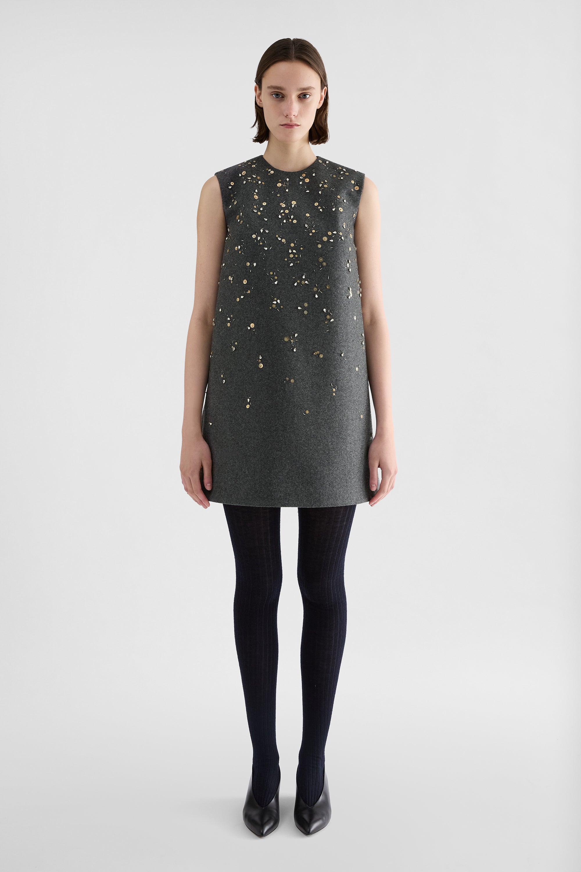 jil sander melange wool embroidered dress for women
