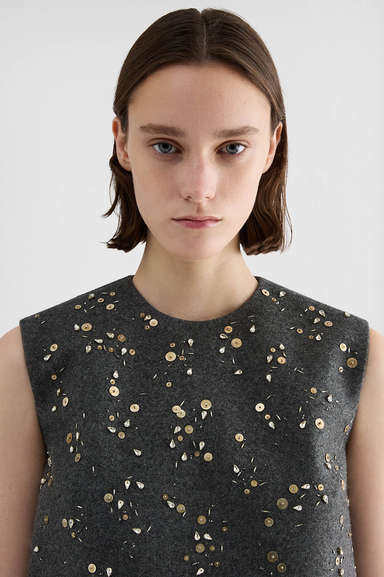 jil sander melange wool embroidered dress for women