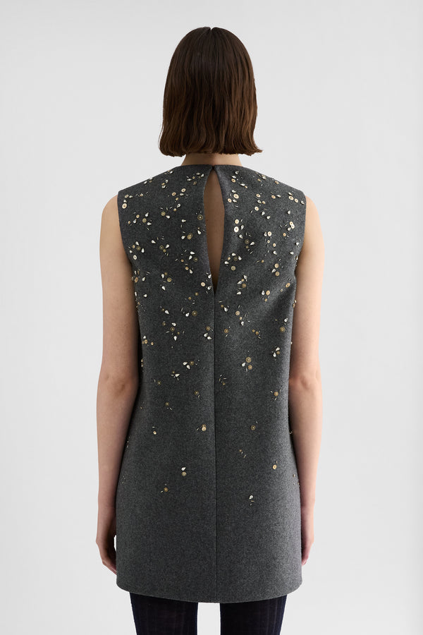jil sander melange wool embroidered dress for women