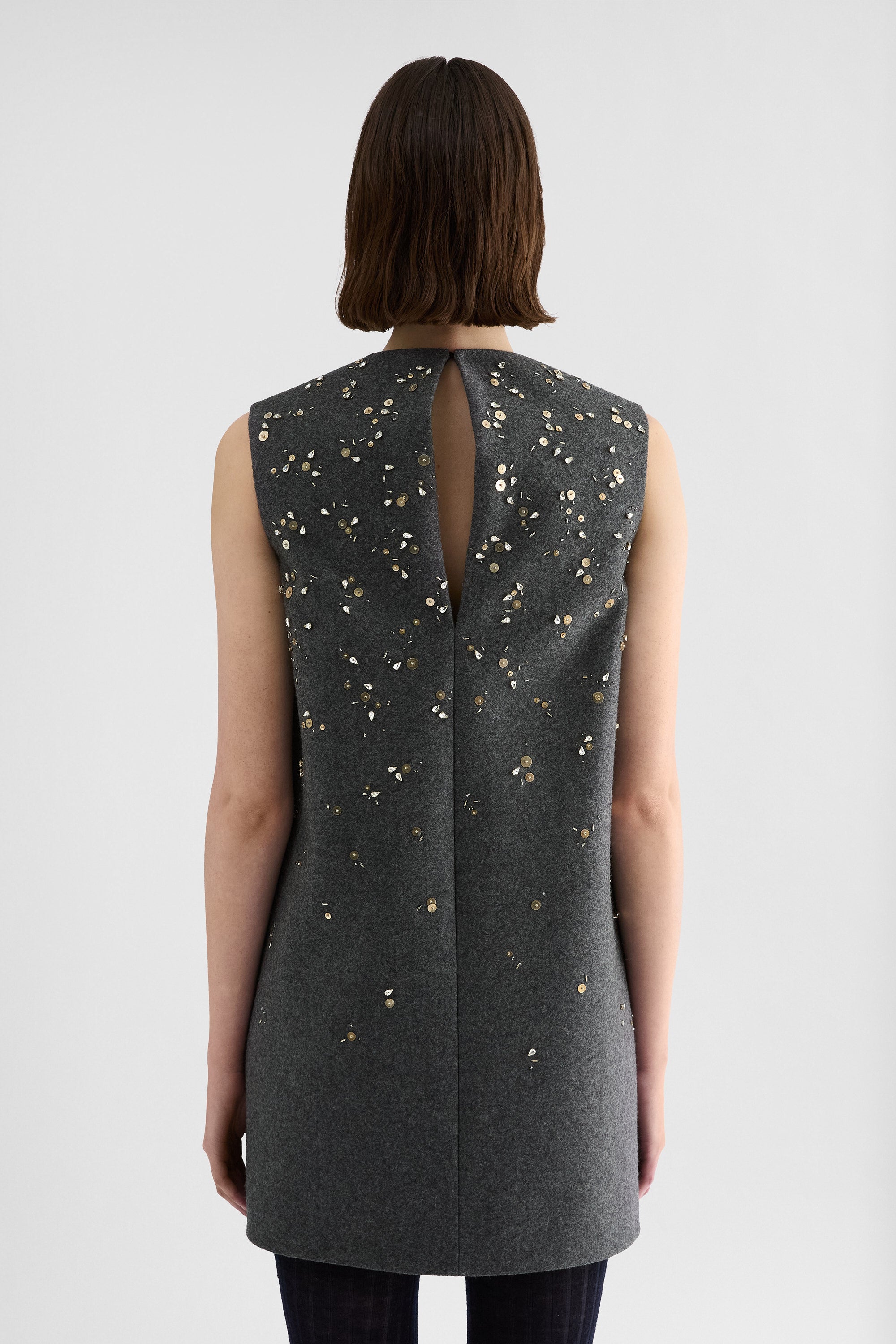 jil sander melange wool embroidered dress for women