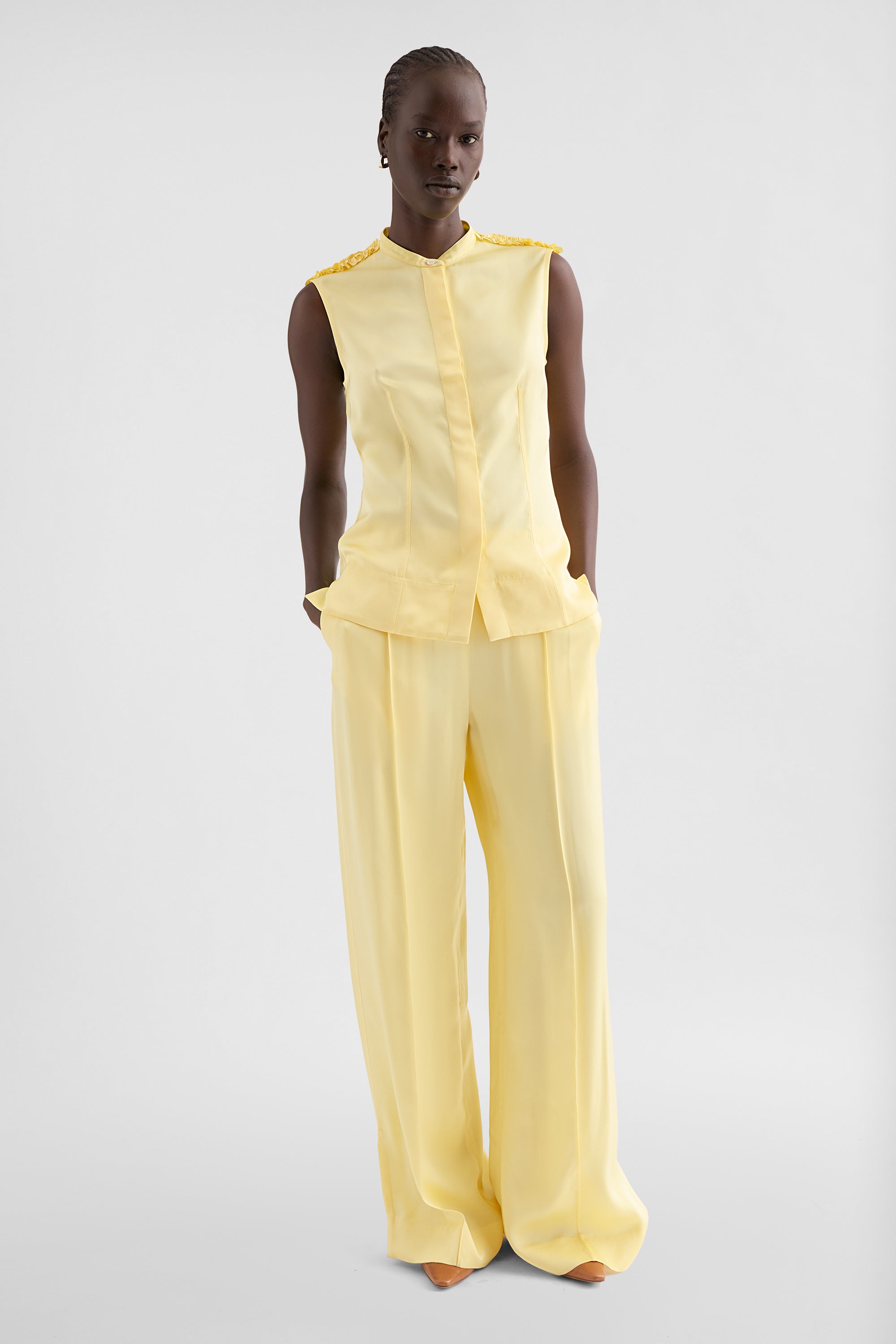 jil sander fluid viscose ruffle top for women