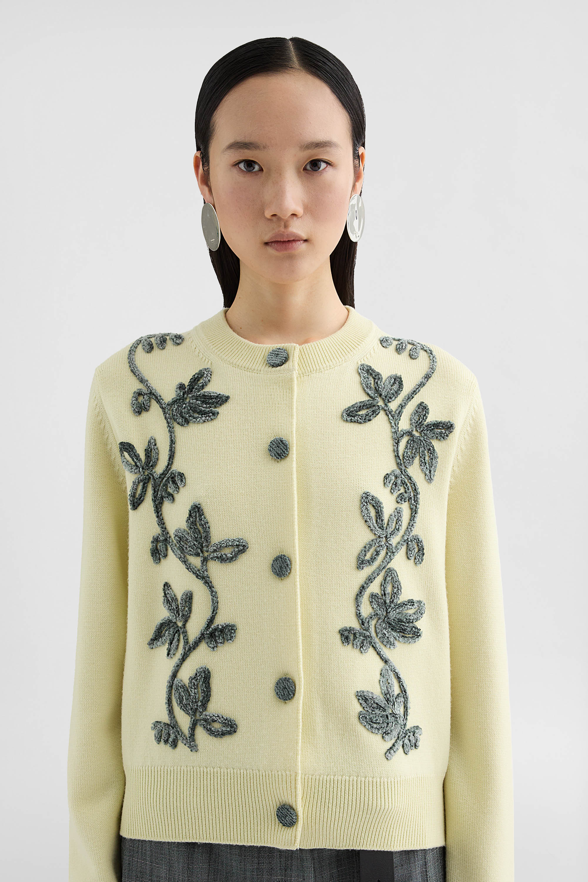 jil sander wool blend embroidered cardigan for women