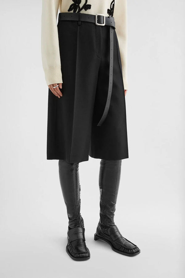 jil sander wool canvas bermuda shorts for women