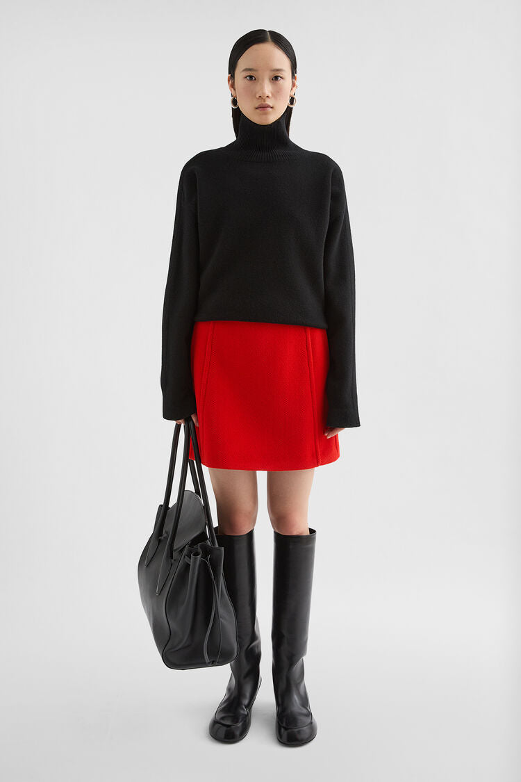 Wool Chevron Mini Skirt