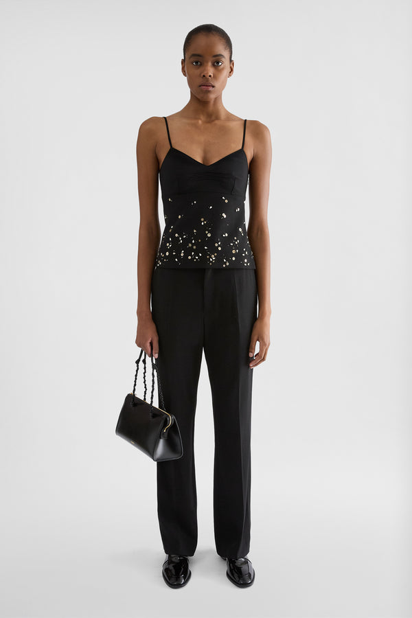 jil sander wool sablé embroidered top for women