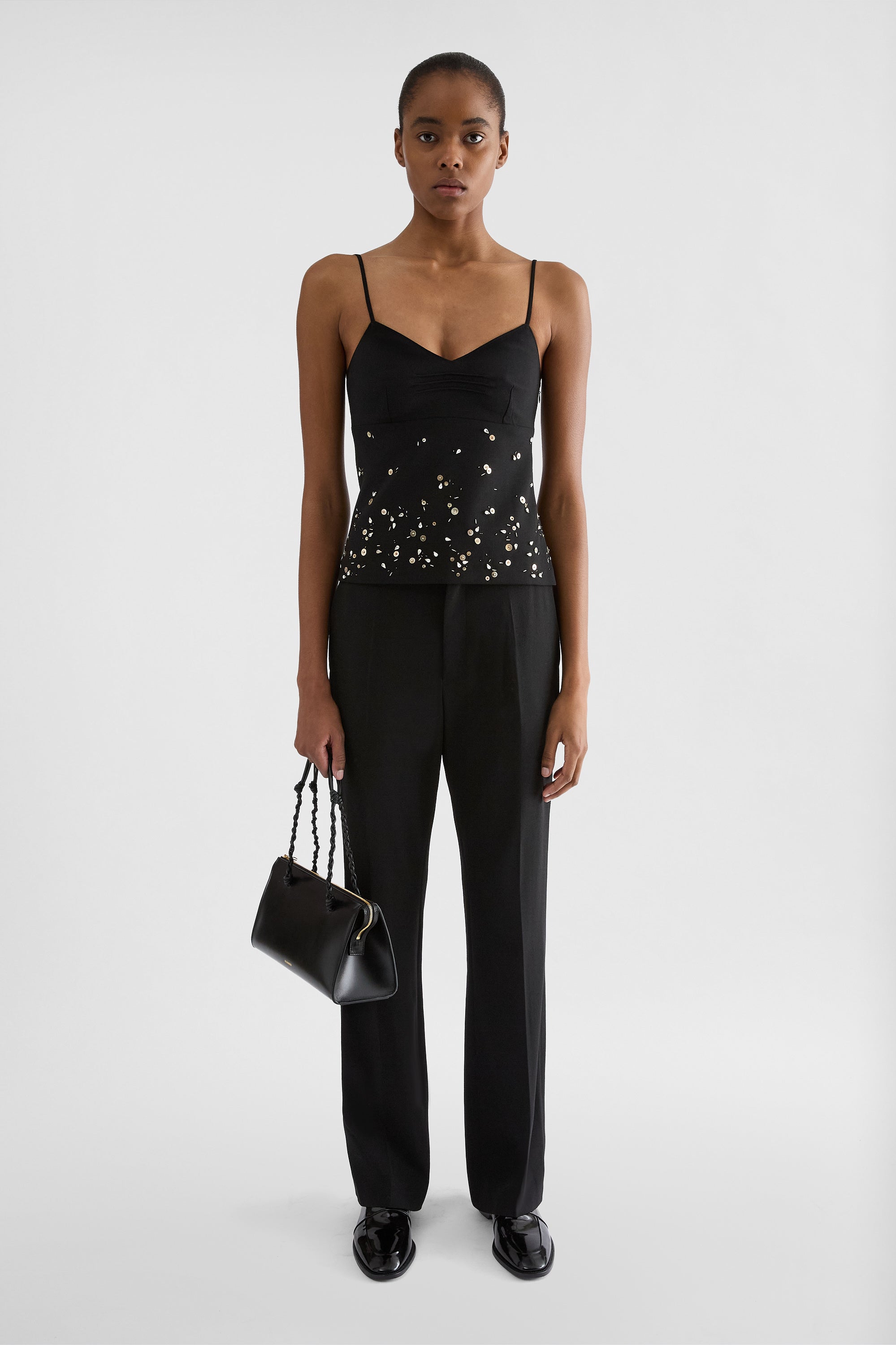 jil sander wool sablé embroidered top for women