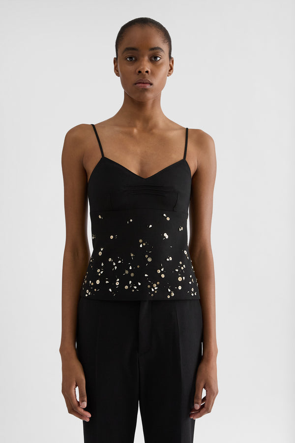 jil sander wool sablé embroidered top for women