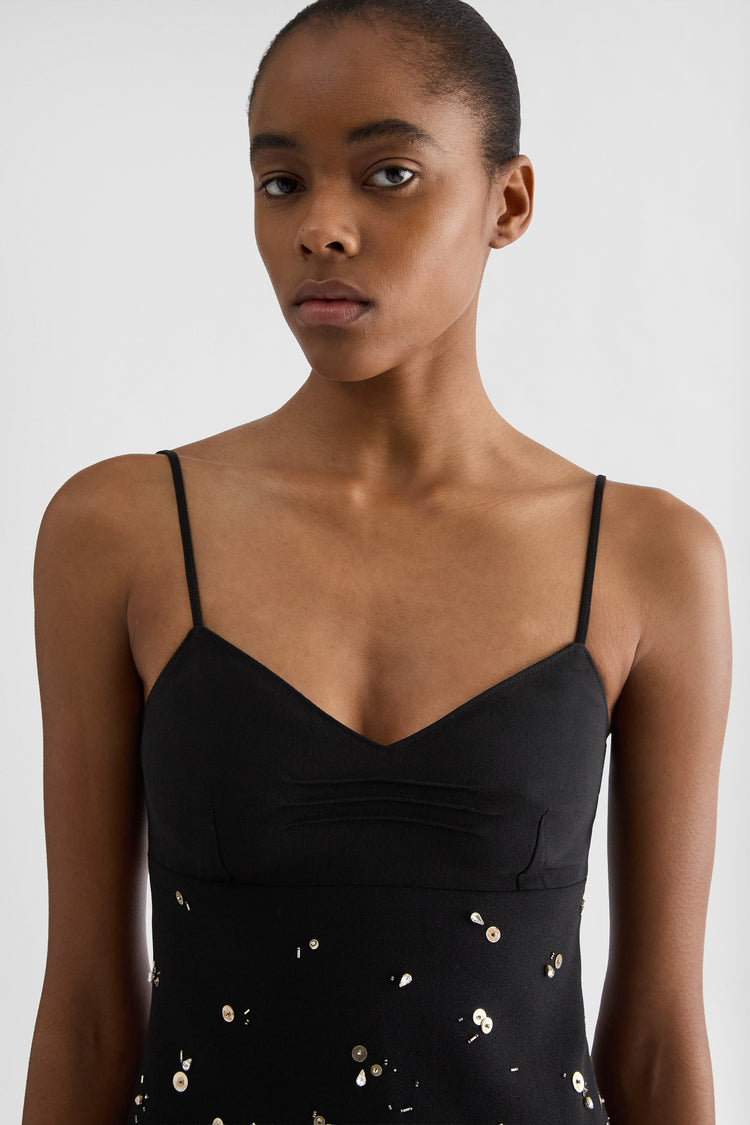 jil sander wool sablé embroidered top for women