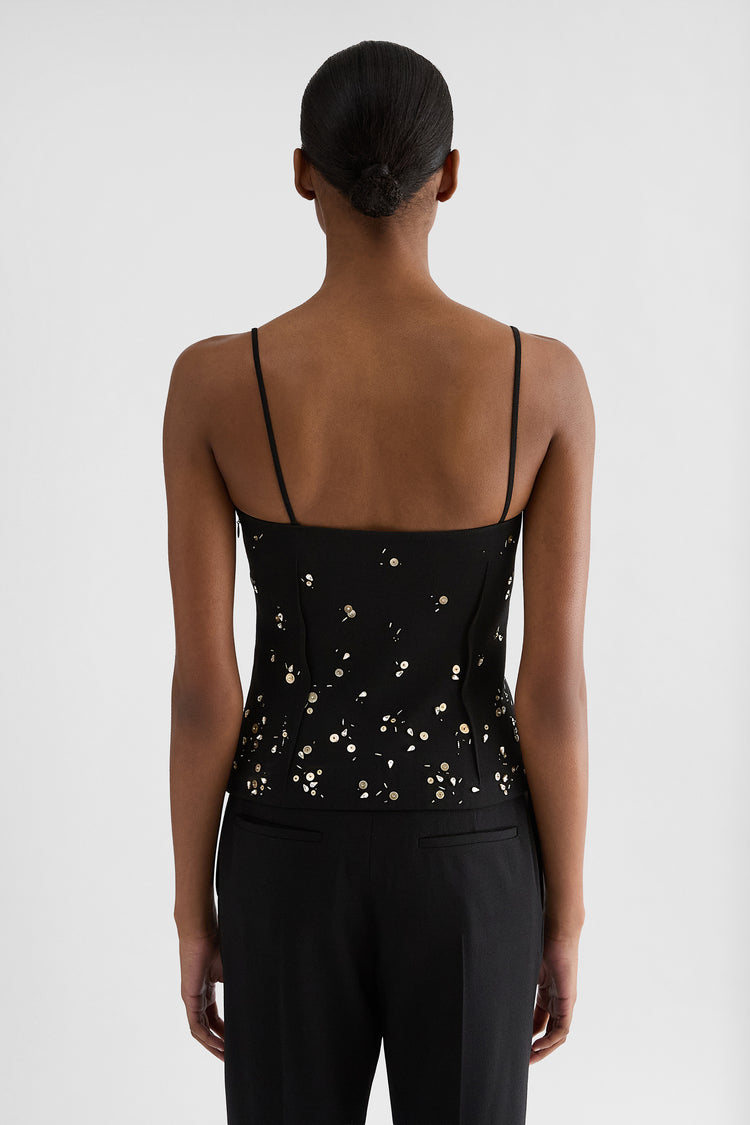 jil sander wool sablé embroidered top for women