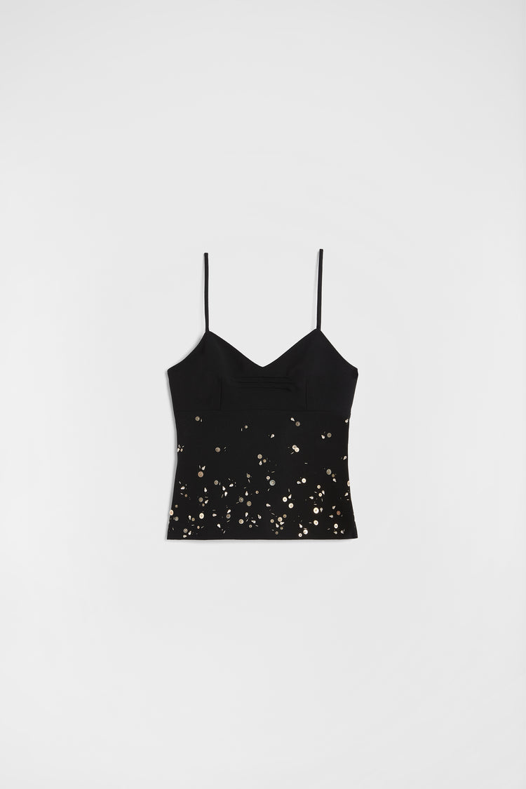 jil sander wool sablé embroidered top for women