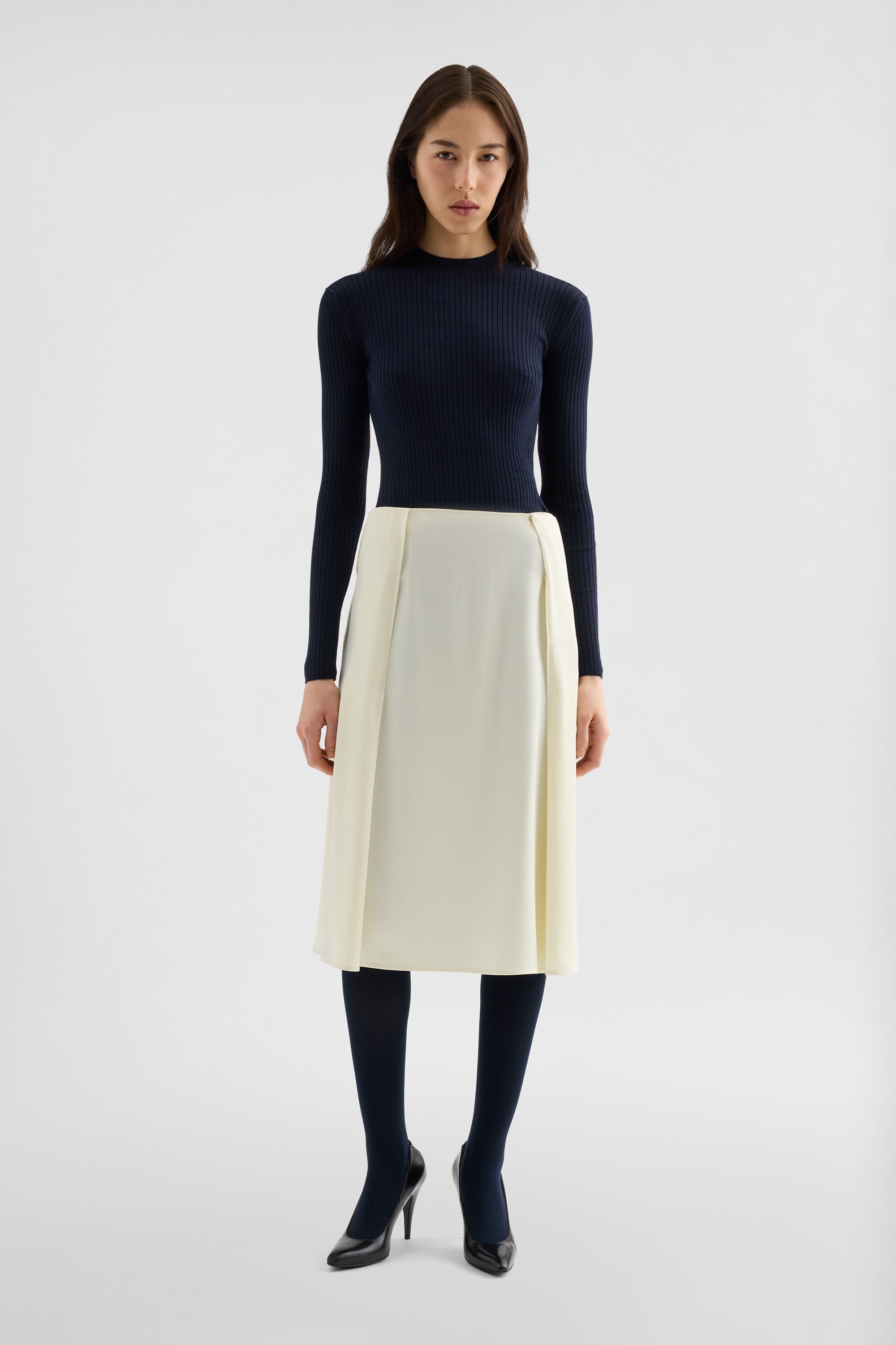 jil sander envers satin pleated skirt for women