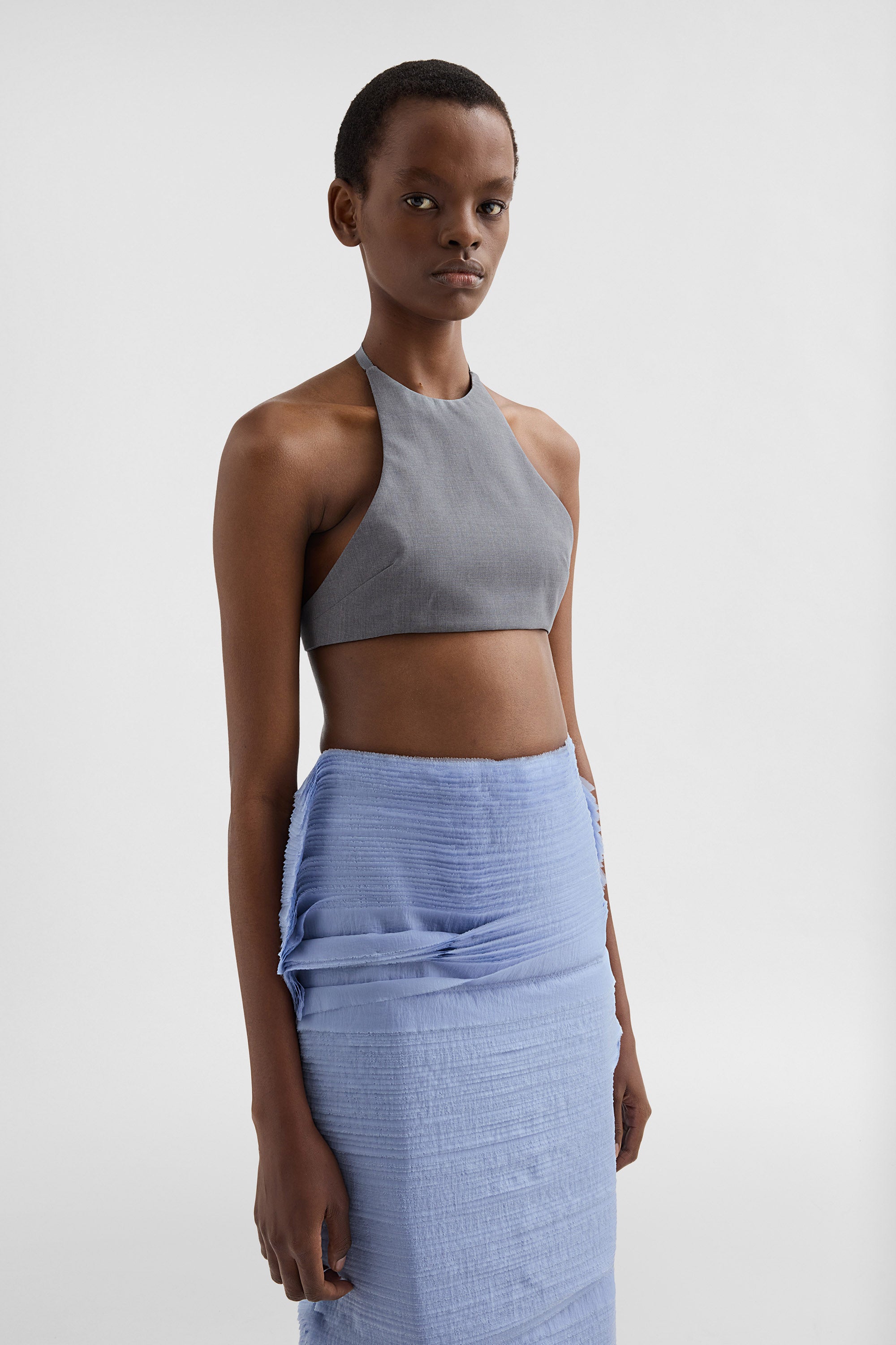 jil sander fitted wool poplin halter top for women