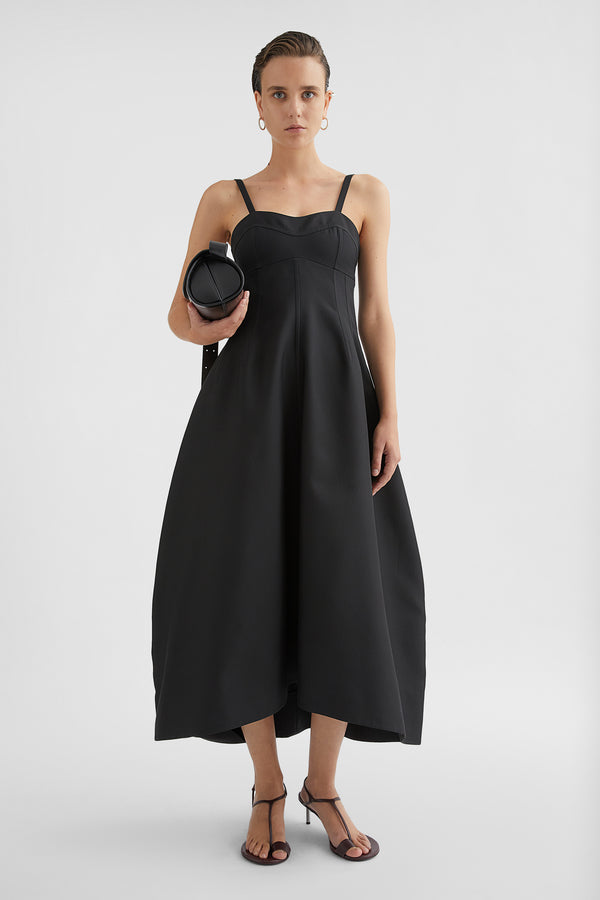 Technical Gabardine Bustier Dress