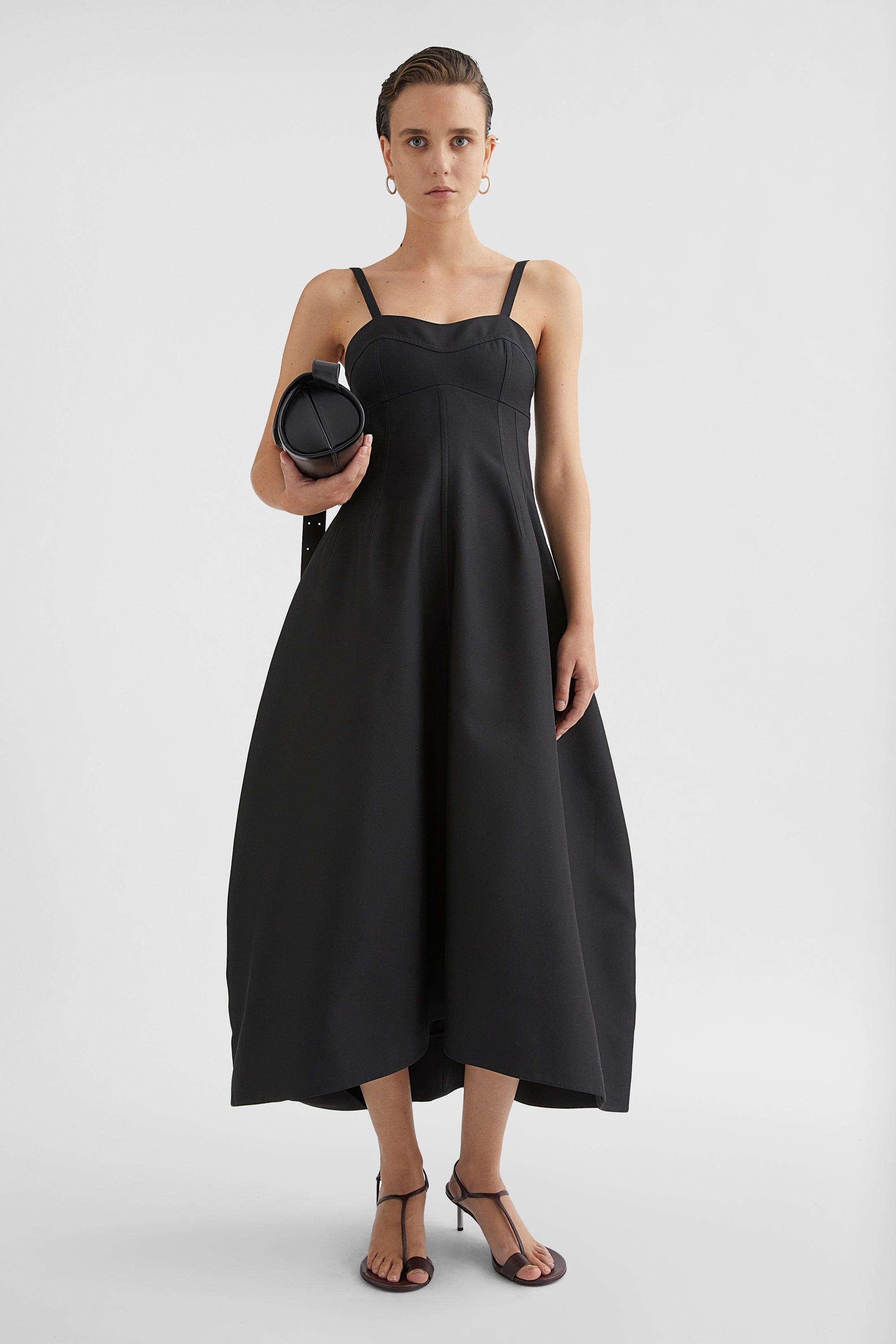 Technical Gabardine Bustier Dress