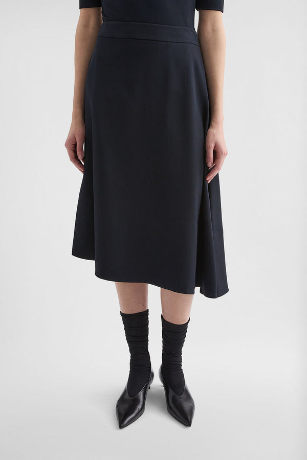 Lightweight Wool Gabardine Asymmetrical Skirt