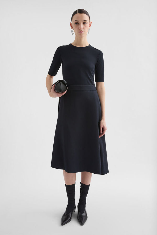 Lightweight Wool Gabardine Asymmetrical Skirt