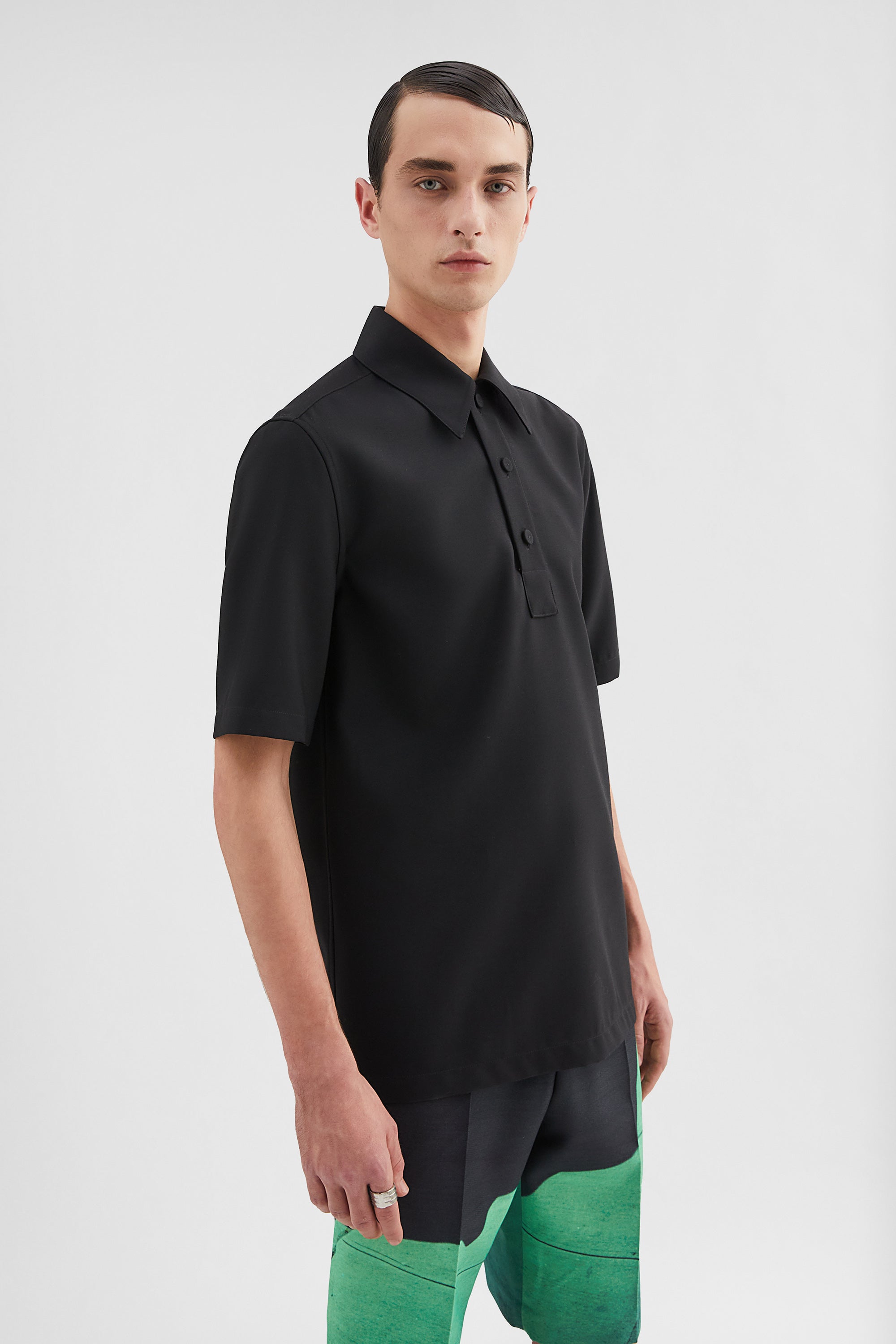 Wool Canvas Polo Shirt