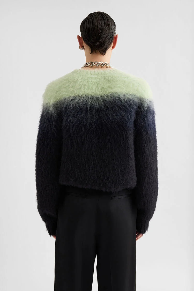 Mohair Jacquard Crew-Neck Sweater