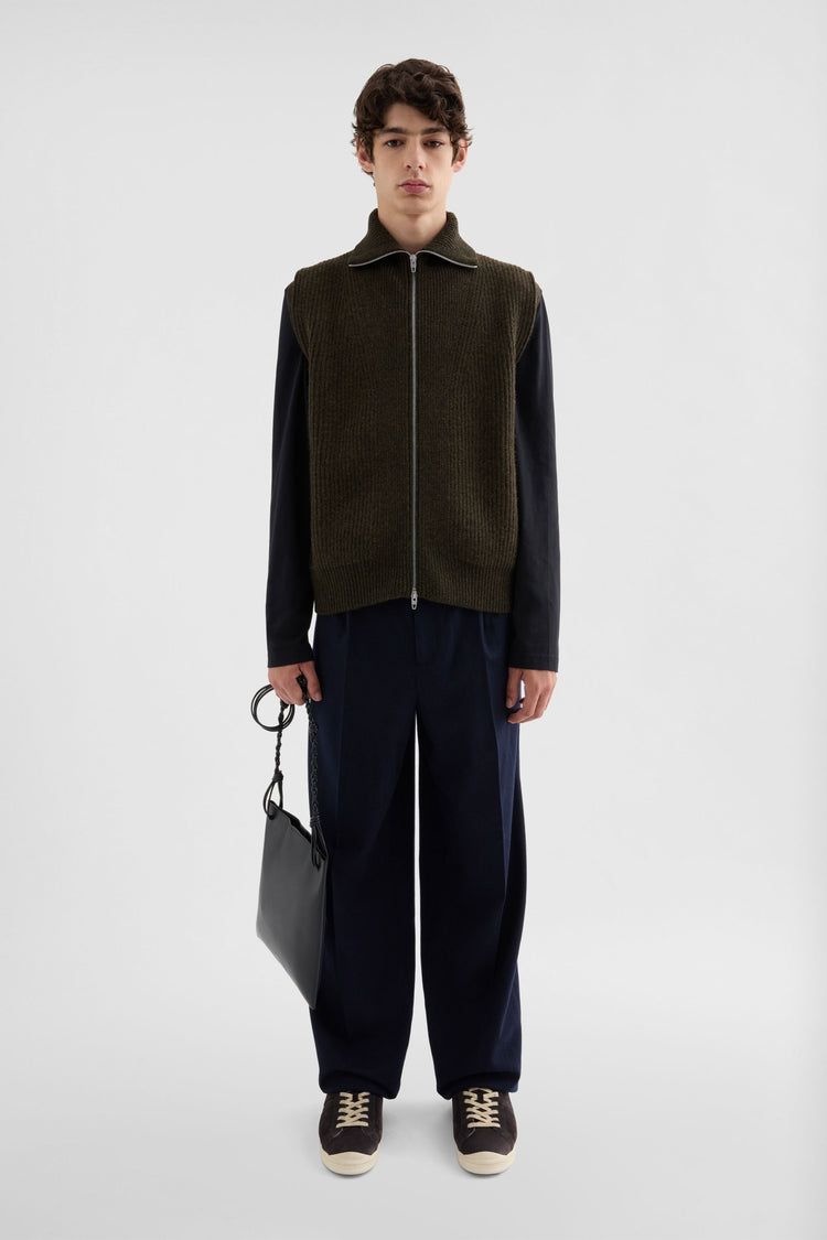 jil sander wool zip-up vest for men
