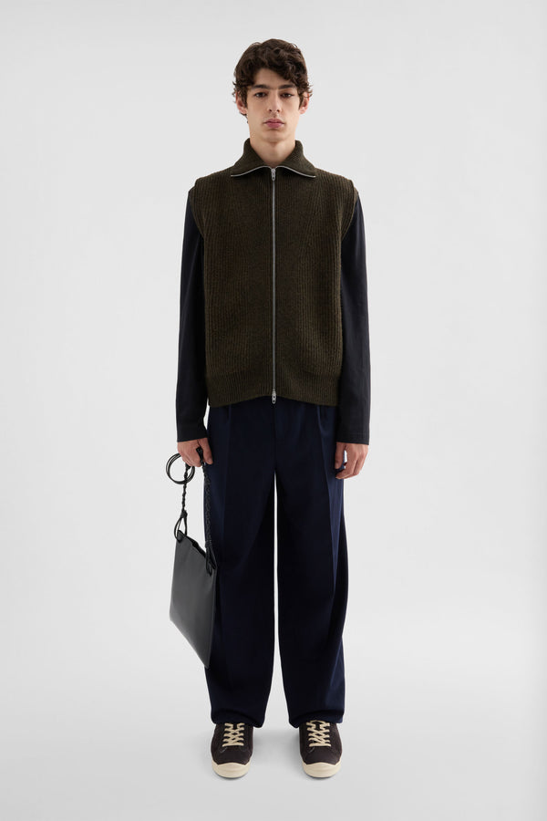 jil sander wool zip-up vest for men