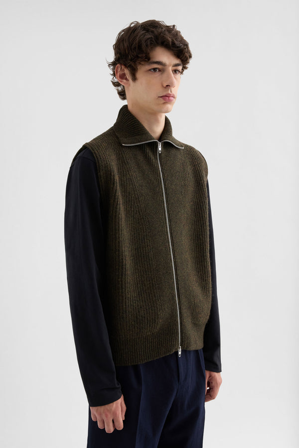 jil sander wool zip-up vest for men