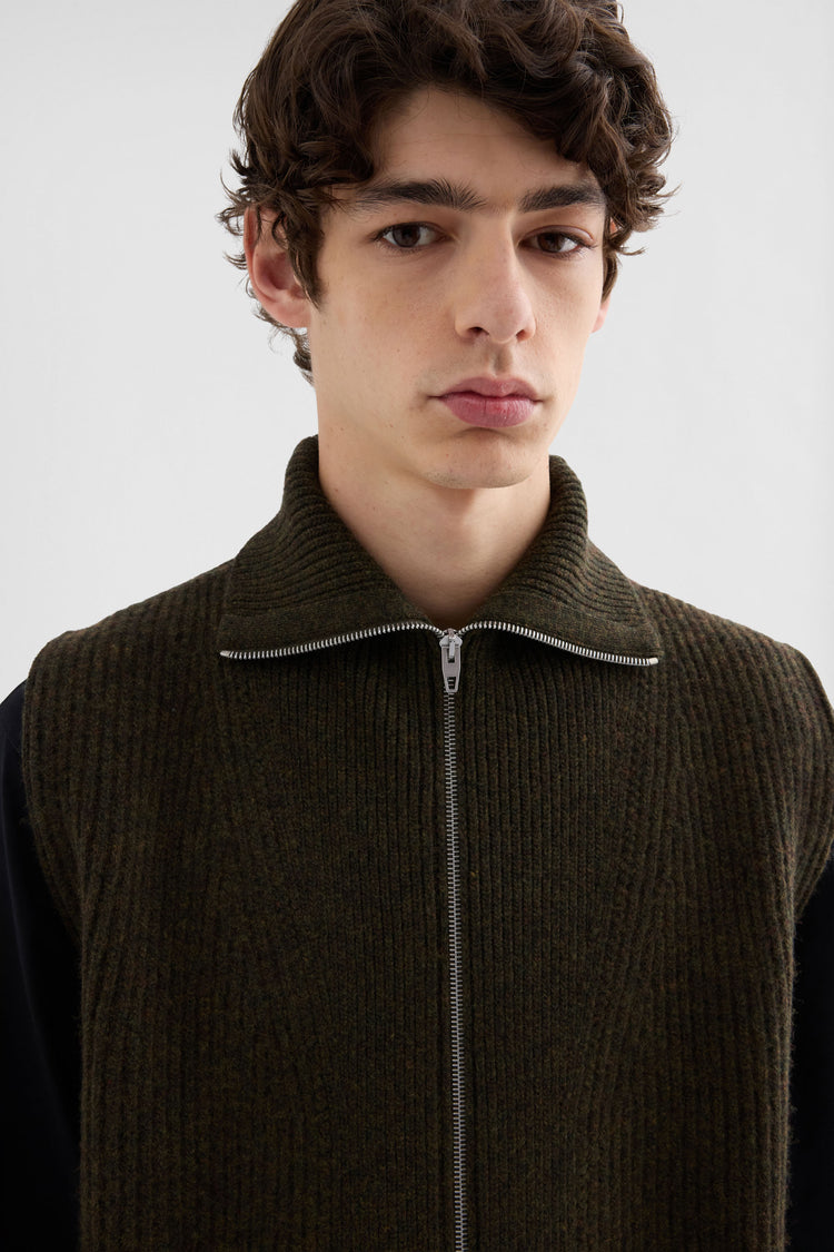 jil sander wool zip-up vest for men