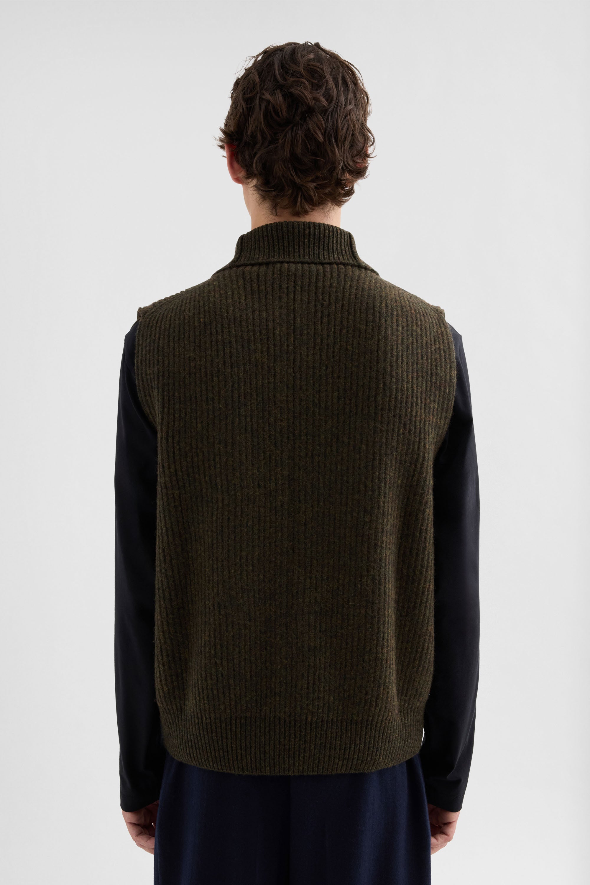 jil sander wool zip-up vest for men