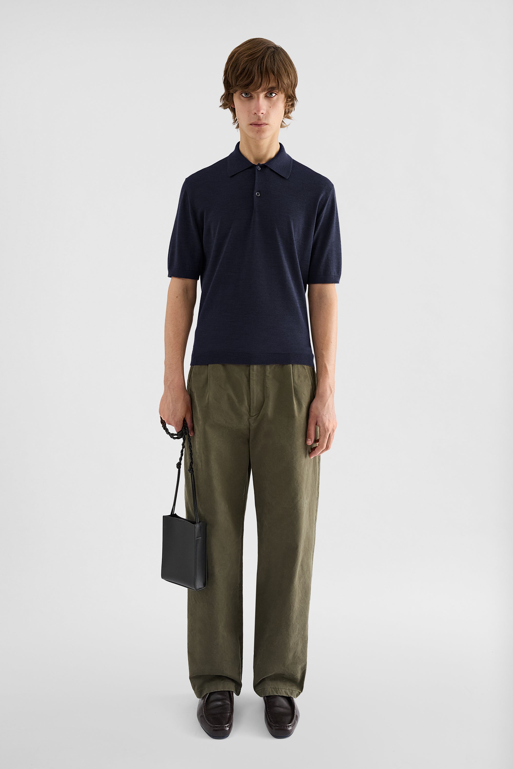 jil sander lightweight wool polo t-shirt for men
