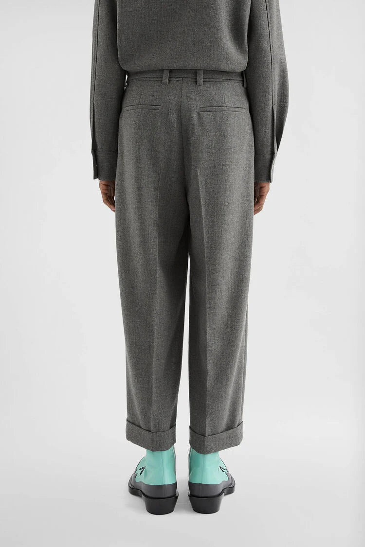 Wool Canvas Belted Trousers