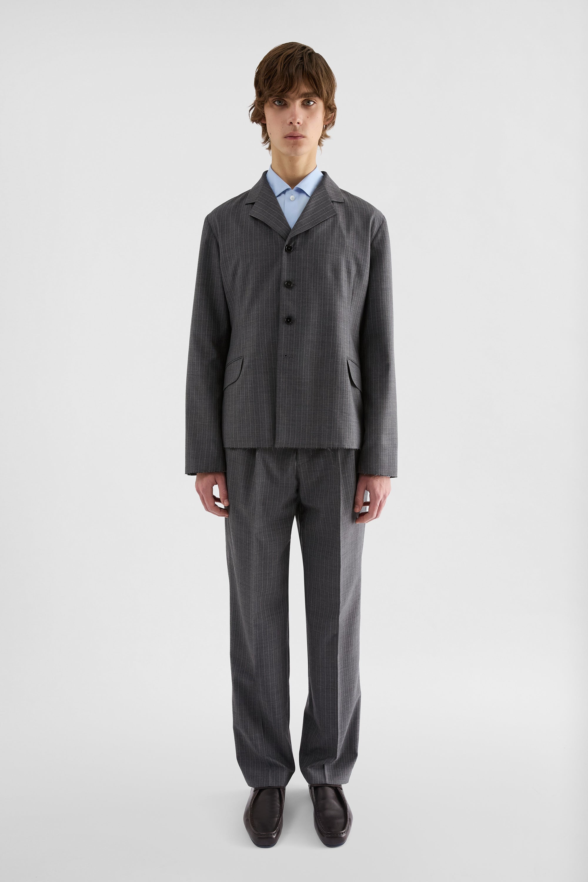 jil sander wool pinstripe trousers for men