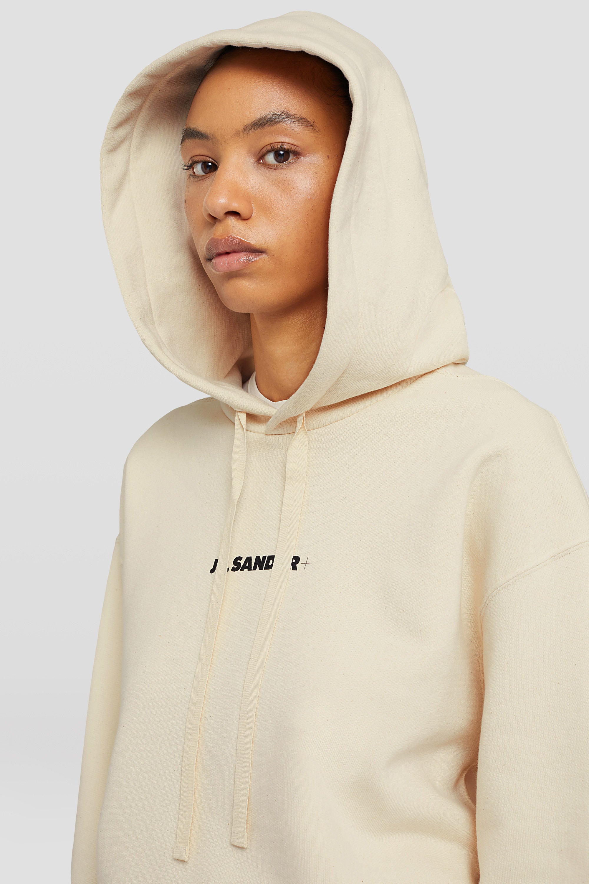jil sander hooded logo sweatshirt for women