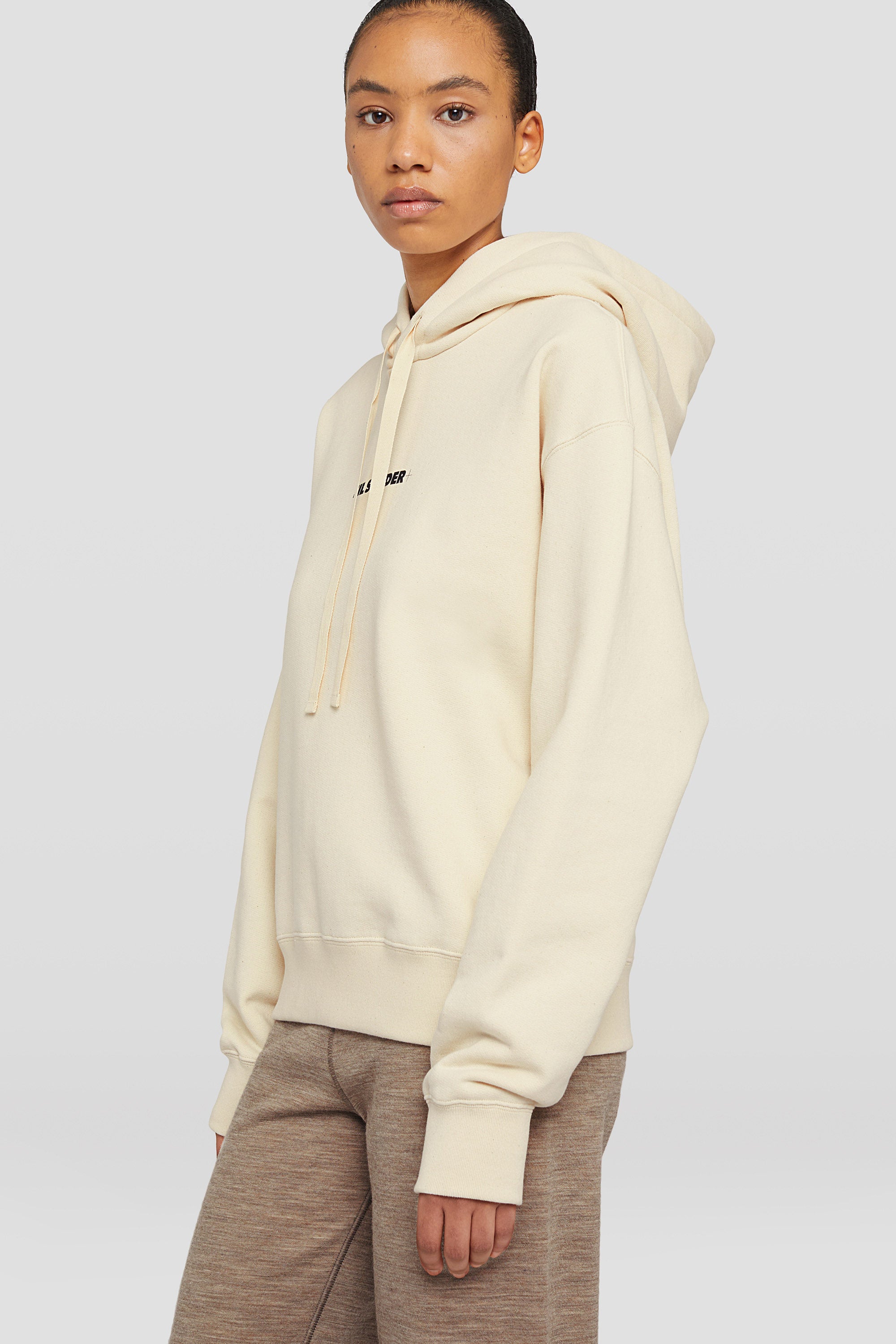 jil sander hooded logo sweatshirt for women