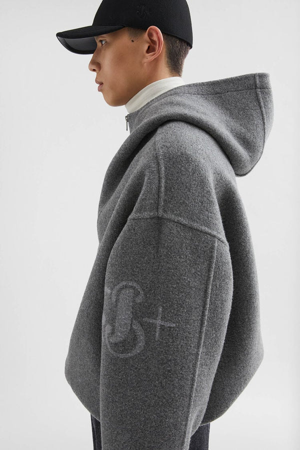 jil sander felt wool hooded blouson for men
