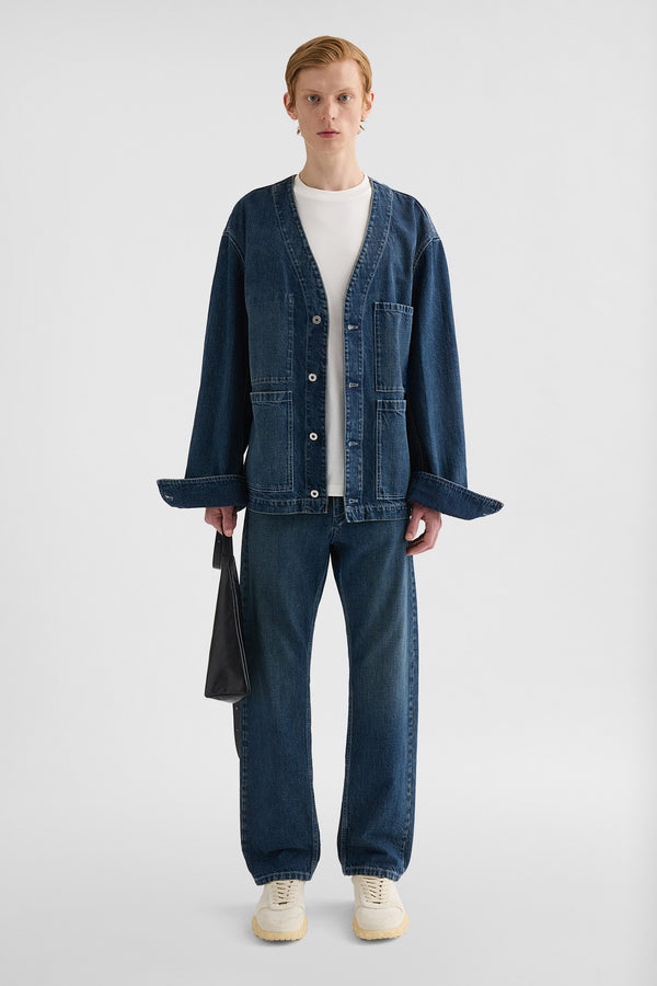 jil sander denim v-neck jacket for men