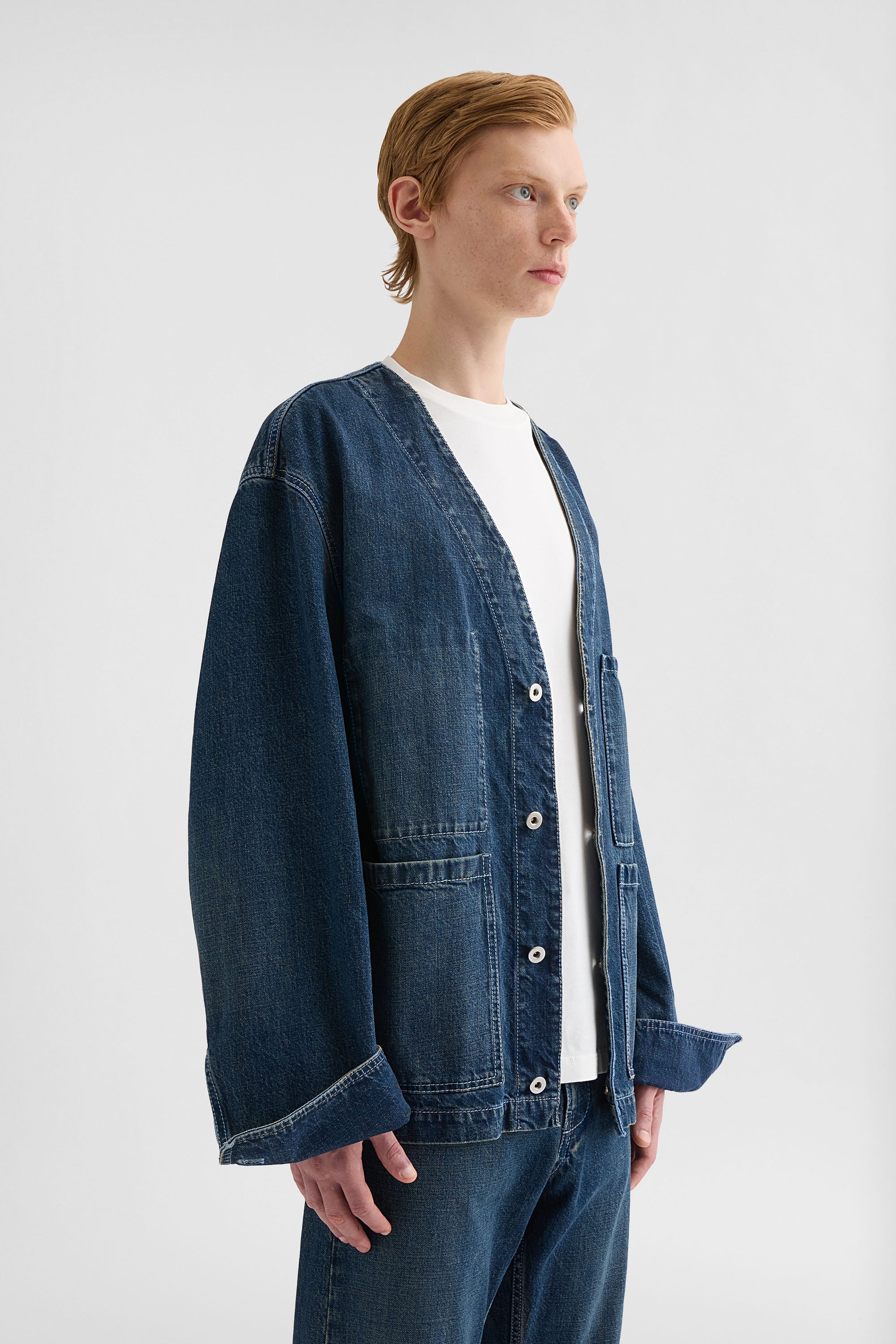 jil sander denim v-neck jacket for men